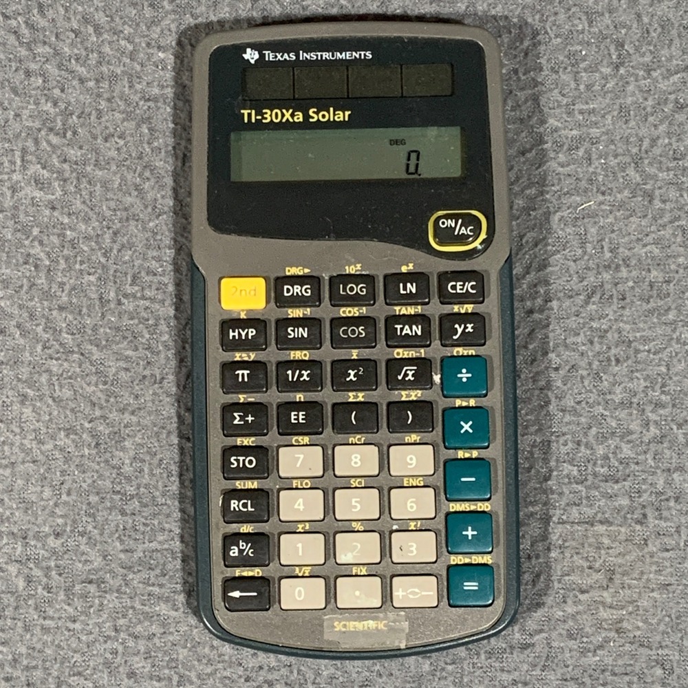 Texas Instruments TI-30Xa Solar Scientific Calculator Gray Teal Vintage 90s